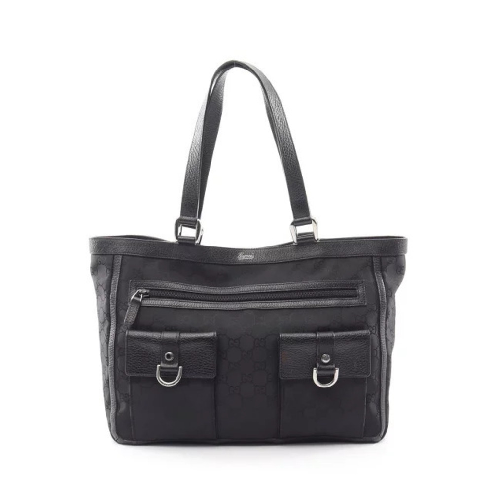 Gucci Abbey GG Tote Bag Leather Black